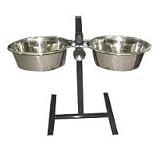 Stainless Steel Adjustable Double Diner Set 2-quart (Black Stand - 2 quart - adjusts from 4'' to 16'')