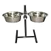Pet Supplies : Stainless Steel Adjustable Double Diner Set 2-quart (Black Stand - 2 quart - adjusts from 4'' to 16'')