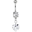 Austrian Crystal Heart April Birthstone Belly Ring