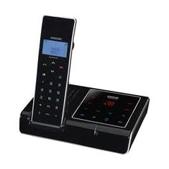 Audioline SHADOW 580 Design-Telefon mit blau beleuchteten Sensortasten (Touchsreen) mit integriertem Anrufbeantworter in schwarz