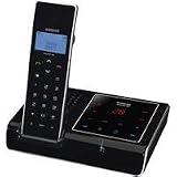 Audioline SHADOW 580 Design-Telefon mit blau beleuchteten Sensortasten (Touchsreen) mit integriertem Anrufbeantworter in schwarz