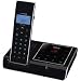 Audioline SHADOW 580 Design-Telefon mit blau beleuchteten Sensortasten (Touchsreen) mit integriertem Anrufbeantworter in schwarz