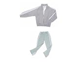 Gray Double Stripe Unisex Track Jacket & Pants Set 8 Sizes. 4 Colors available. Order separately or as set. Great for track & field, workout and Gym.