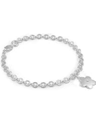 Children And Teenage Girls Silver Diamond Flower Charm Bracelet (7 1/4 In)