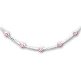 16in Rhodium-plated Pink Glass Pearl Necklace