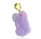 14 KT Gold Dyed Purple Jade Frog Pendant 14K Charm