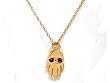 14k Yellow Gold Mini Pendant Necklace with Sapphire Eyes Ct.tw 0.06