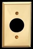 Single Receptacle Beveled Swithplate - Bright Solid Brass