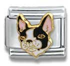 Clearly Charming Boston Terrier Dog Breed Canine Collection Italian Charm 18k Gold by Casa D'Oro
