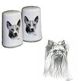 Yorkshire Terrier Small Salt and Pepper Shakers, Porcelain by Rosalinde (3')