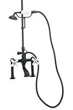 IMAGE OF World Imports 405437 Tub Filler with Handshower and Porcelain Cross Handles - Oil Rubbed Bronze