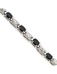 Sterling Silver Sapphire and Diamond X and O Bracelet