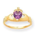 14k CZ June Birthstone Claddagh Heart Ring
