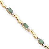 14k Fancy Diamond Emerald Bracelet - 7 Inch - Lobster Claw