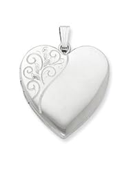 Genuine IceCarats Designer Jewelry Gift Sterling Silver 24Mm Polished Swirl Heart Locket