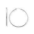 14k White Gold Medium to Large (M/L) 1 1/4" (30mm) Plain Classic Hoop Earrings