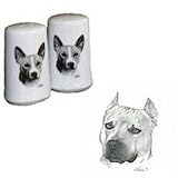 American Staffordshire Terrier Small Salt and Pepper Shakers, Porcelain by Rosalinde (3')