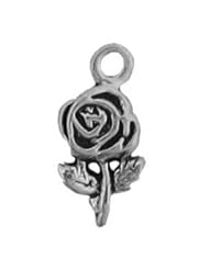 Sterling Silver 18" .8mm Wide Box Chain Necklace With Mini Rose Flower Pendant