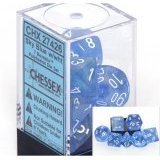 Polyhedral 7-Die Borealis Dice Set - Sky Blue with White