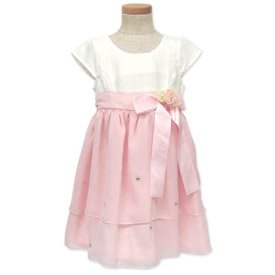 hiromichi nakano（ヒロミチナカノ） サテンシャンタン お花＆リボン付カラーワンピース （ピンク/サイズ90/女の子用/キッズフォーマル）