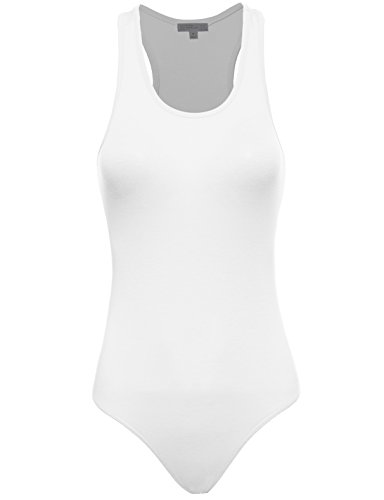 FPT Womens Basic Tank Top Bodysuit WHITE SMALL