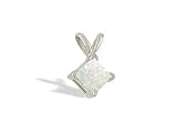 14K White Gold Genuine Square Opal Pendant