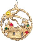 House Under Sun in Open Frame, 14K Gold Charm