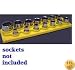 1/2 In Drive Shallow Socket Organizer w/ Magnetic Base 14 Hole - Neon Yellow