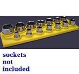 1/2 In Drive Shallow Socket Organizer w/ Magnetic Base 14 Hole - Neon Yellow