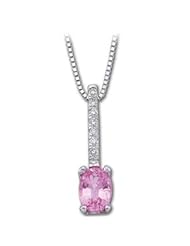 14K White Gold Gen Pink Sapphire\Diamond Necklace