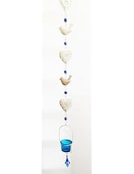 Baby Product: Thai Handmade - Long Garden or Indoor Mobile / Origami / Hanging / Swirl - Birds and Hearts with Blue Candle Bowl - SukSomboonShop