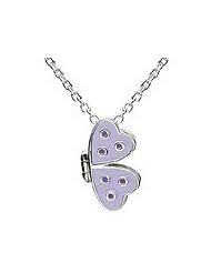 12-14 Inches Girls Silver Enaneled Butterfly Slide Locket Necklace