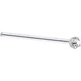 Solid 14KT White Gold 1.5mm Genuine Diamond Straight Fishtail 3/4 - 20 Gauge