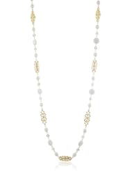 Ben-Amun Jewelry "White Opulence" Gold Plated Long White Filigree Station Necklace