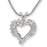 Cubic Zirconia Necklaces - Sterling Silver Round & Baguette CZ Necklace