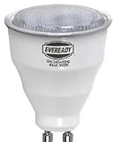 4 PACK OF BRIGHT WHITE 60mm Length GU10 LOW ENERGY SAVING EVEREADY LIGHT BULBS 9w BUT EQUIVALENT TO 40 WATTS HALOGEN LAMPS 240v