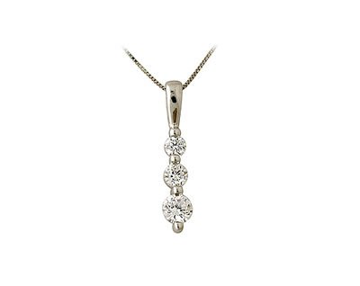 .25CTW Three Stone Diamond Drop Pendant 14K White Gold