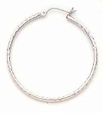 14kt White Gold Full Diamond Cut Hoop Earrings- E3526