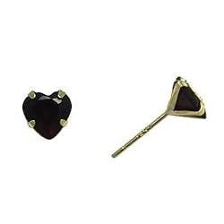 14K Yellow Gold .47 Carat CZ Heart January Birthstone Earrings