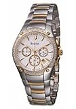 BULOVA Watches:Bulova Watches 98E001 Diamonds Silver Dial Stainless Steel and Gold Plated Men's Chronograph Watch