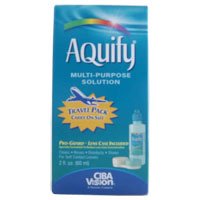 Buy Aquify Multi Purpose Contact Lens Solution with Lens Case, Travel Size - 2 Oz by CIBA VISION CORPORATION. now!