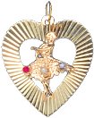 Ballerina on Open Heart, 14K Gold Charm