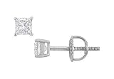 14K White Gold : Princess Cut Diamond Stud Earrings 0.25 CT. TW.
