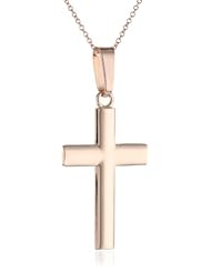 14k Pink Gold Cross Pendant Necklace, 18"