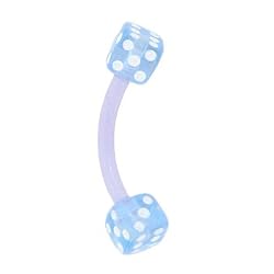 BIOPLAST Light Blue DICE Eyebrow Ring