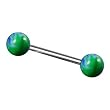 Stainless Steel with UV Green Color Barbell - Flame Sold as a Pair