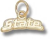 Michigan State Spartans Solid 10K Gold ''STATE'' 3/16'' Pendant