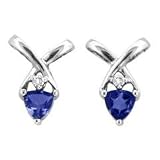 14k White Gold Tanzanite and Diamond Earrings .32 TCW