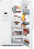 GE GSCF3PGXWW 22.7 cu. Ft. Side by Side Refrigerator with Water and Ice Dispenser -White