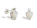14K White Gold Genuine Heart Opal and Diamond Earrings